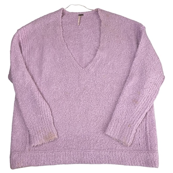 Free People Lofty V Neck Oversized Sweater Light Purple Lilac - Picture 12 of 13